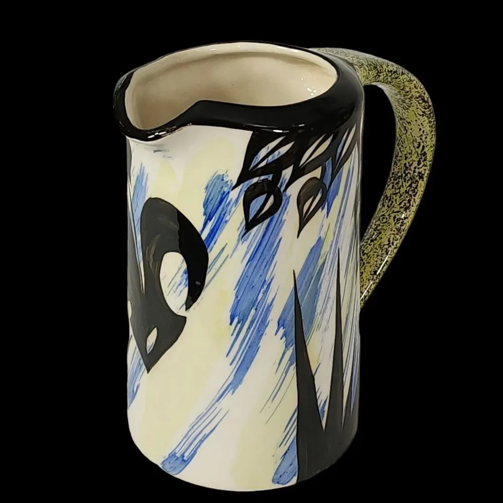 Vintage‎ Evandale Hand-painted Multicolored Porcelain Pitcher Signed Noble 7.5in